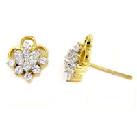 atjewels White CZ Anniversary Stud Earrings in 18k Yellow Gold Over 925 Sterling Silver MOTHER'S DAY SPECIAL OFFER - atjewels.in