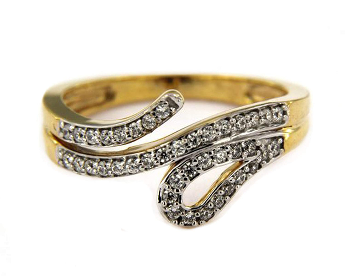 atjewels 14K Yellow Gold Over 925 Silver 0.5 TCW with Round White CZ Engagement Bypass Ring MOTHER'S DAY SPECIAL OFFER - atjewels.in