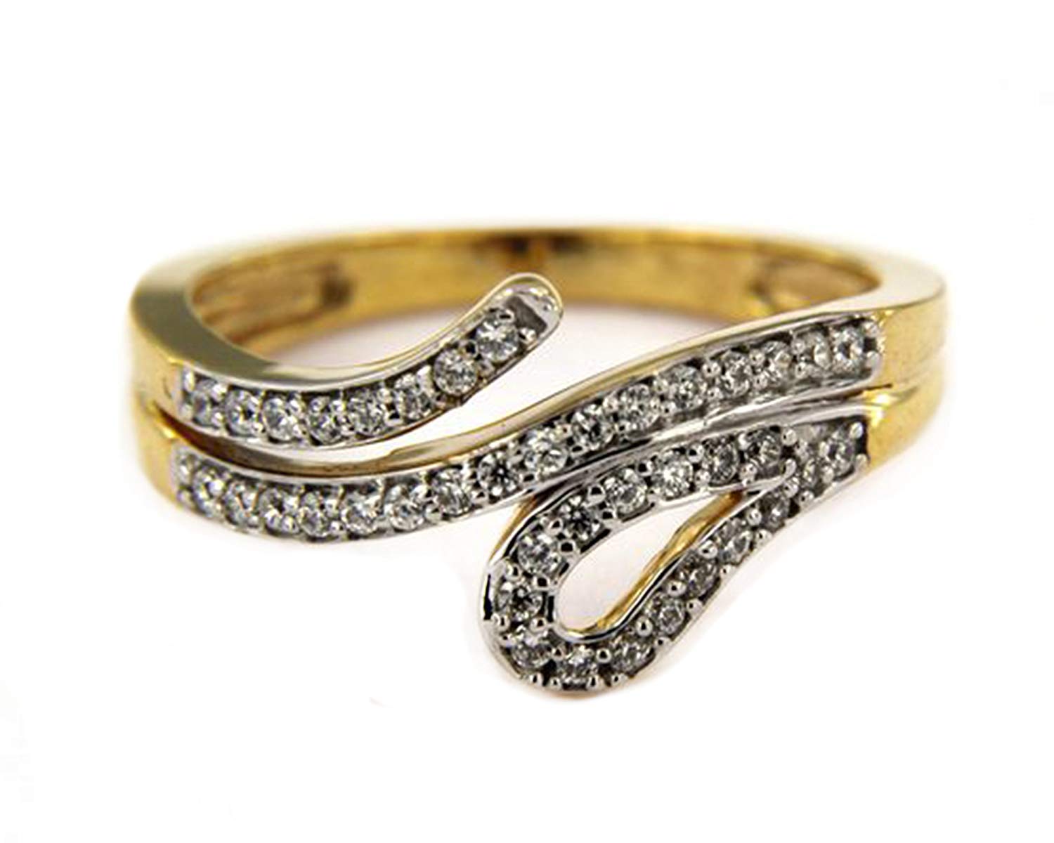 atjewels 14K Yellow Gold Over 925 Silver 0.5 TCW with Round White CZ Engagement Bypass Ring MOTHER'S DAY SPECIAL OFFER - atjewels.in