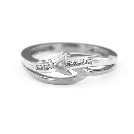 atjewels Fancy Bypass Ring 0.13 CT White Cubic Zirconia with 18K White Gold Plated Sterling Silver Round Cut MOTHER'S DAY SPECIAL OFFER - atjewels.in