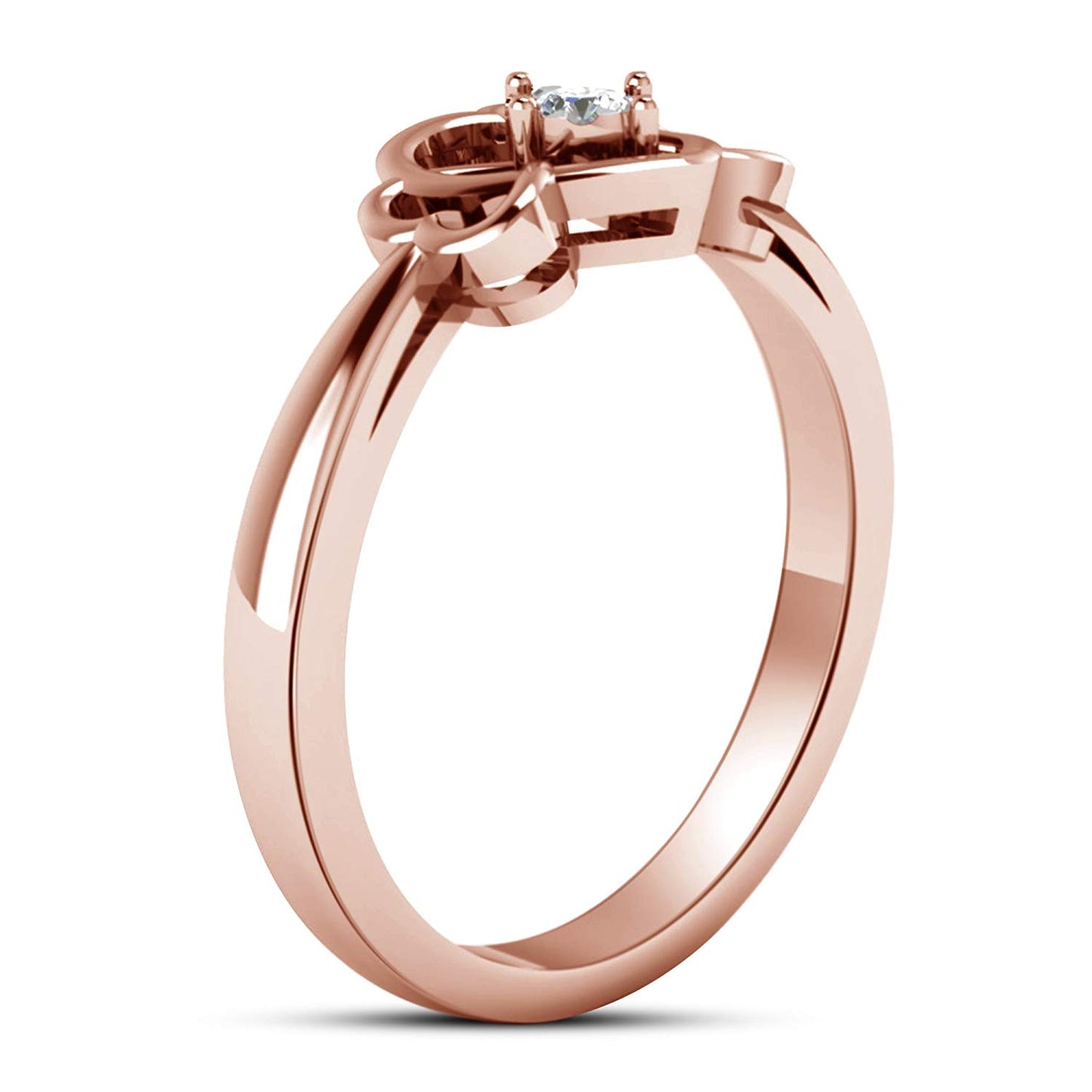 atjewels 18K Rose Gold Over Sterling Silver Solitaire Heart Shape Ring For Women's MOTHER'S DAY SPECIAL OFFER - atjewels.in