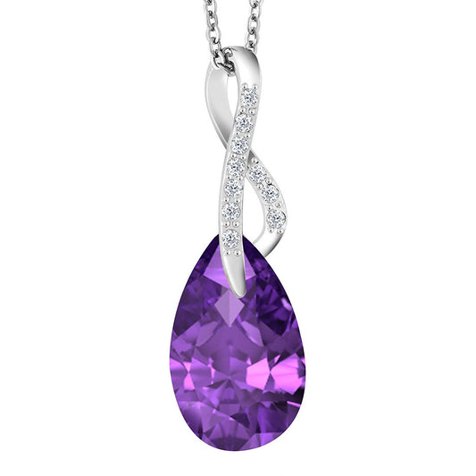 atjewels Pear & Round Cut Selectable Gemstone & White CZ .925 Sterling Silver Infinity Pendant For Girl's & Women's For Christmas Special - atjewels.in