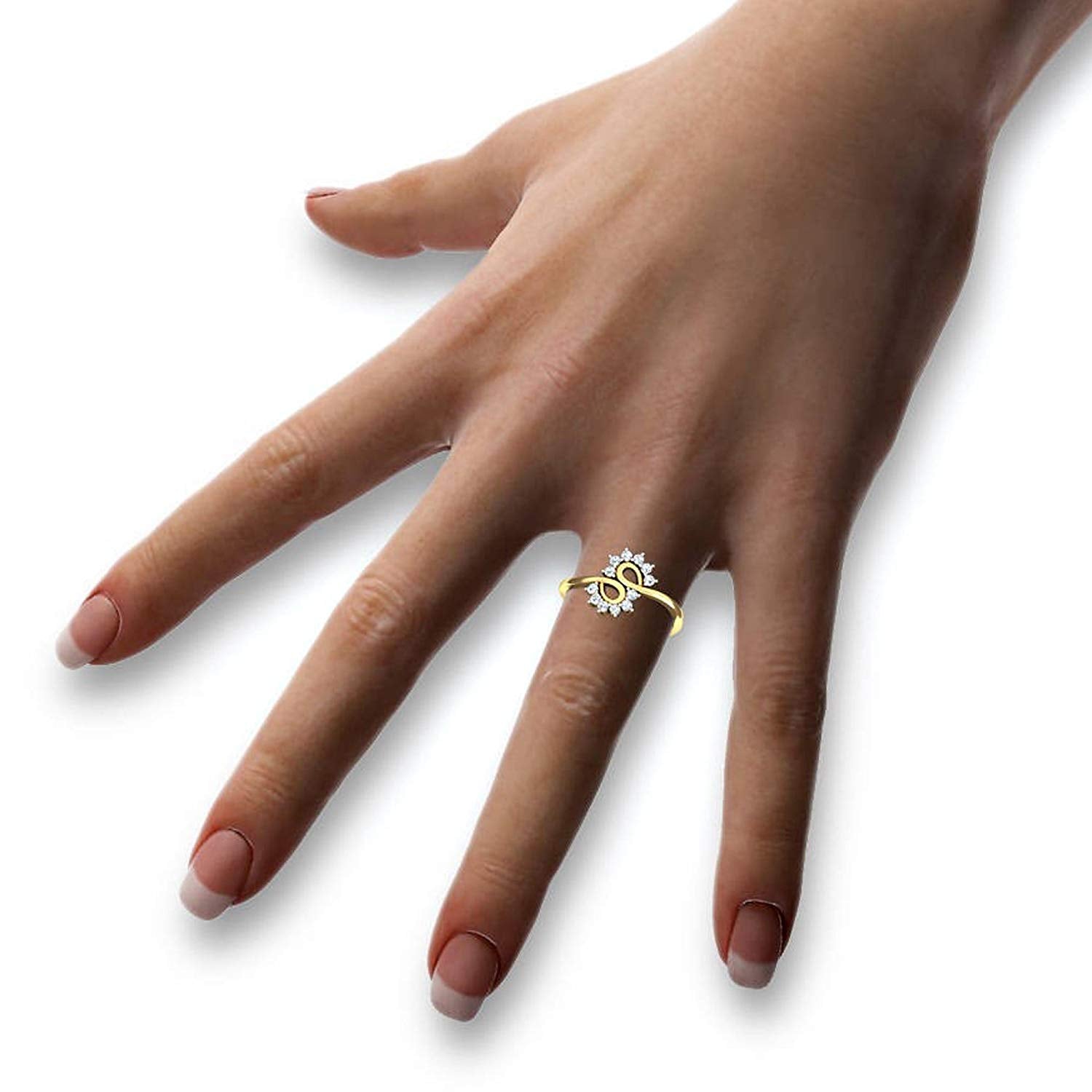 atjewels 14K Yellow Gold Over 925 Silver Round White CZ Bypass Ring For Women's MOTHER'S DAY SPECIAL OFFER - atjewels.in