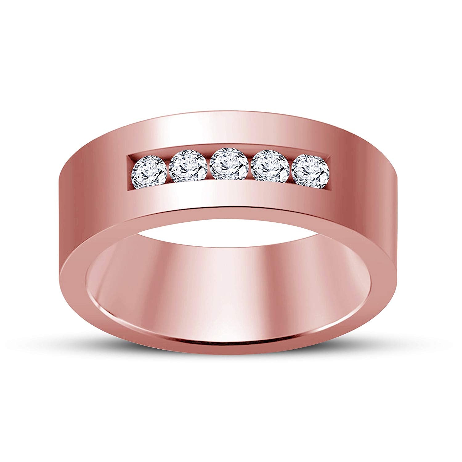 atjewels 18K Rose Gold Over 925 Sterling Silver Round White CZ Engagement Band Ring MOTHER'S DAY SPECIAL OFFER - atjewels.in