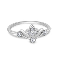 atjewels 925 Sterling Silver Round White CZ Lotus Engagement Ring MOTHER'S DAY SPECIAL OFFER - atjewels.in