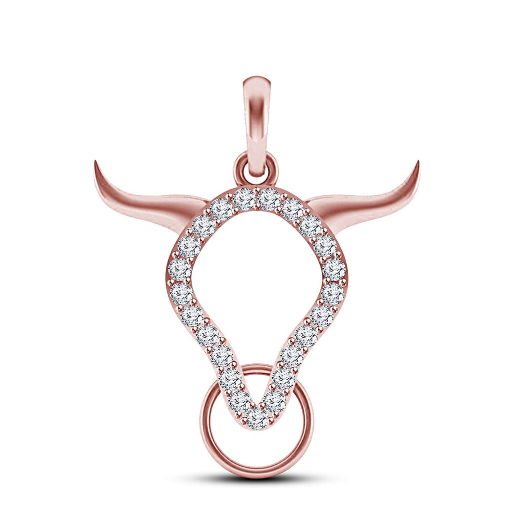 atjewels Buffalo Bulls Head Pendant in 18K Rose Gold On .925 Silver White CZ For Men's MOTHER'S DAY SPECIAL OFFER - atjewels.in