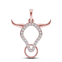 atjewels Buffalo Bulls Head Pendant in 18K Rose Gold On .925 Silver White CZ For Men's MOTHER'S DAY SPECIAL OFFER - atjewels.in