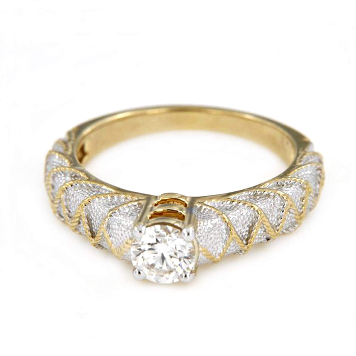 atjewels 18K Twotone Gold Over .925 Silver Round White Diamond Engagement Solitaire Ring For Women's MOTHER'S DAY SPECIAL OFFER - atjewels.in