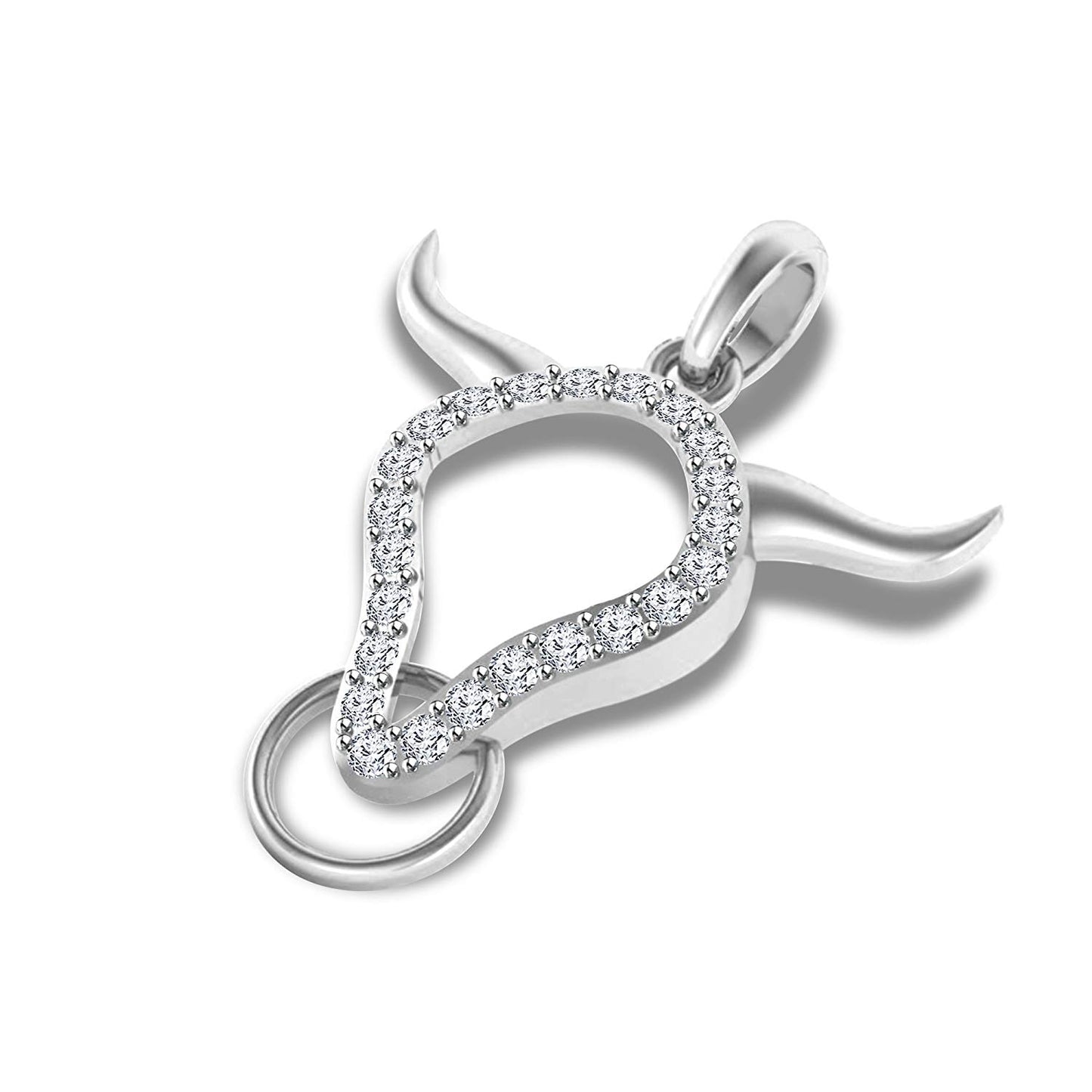 atjewels Buffalo Bulls Head Pendant in 18K White Gold On .925 Silver White CZ For Men's MOTHER'S DAY SPECIAL OFFER - atjewels.in