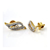 atjewels 18k Yellow Gold On 925 Silver Charming White Diamond Stud Earrings MOTHER'S DAY SPECIAL OFFER - atjewels.in