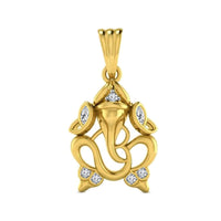 atjewels Special Ganesh 18K Yellow Gold Plated on 925 Sterling Silver Round and Marquise Cut Cubic Zirconia Omkar Ganpati Pendant MOTHER'S DAY SPECIAL OFFER - atjewels.in