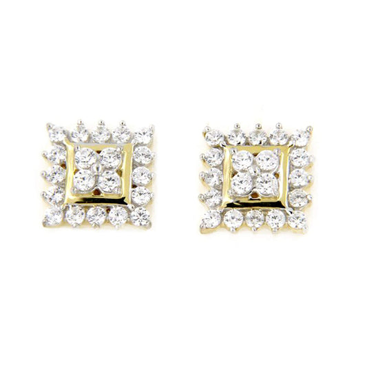 atjewels 18K Yellow Gold Over 925 Sterling White CZ Post Back Engagement Square Earrings MOTHER'S DAY SPECIAL OFFER - atjewels.in
