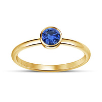 atjewels Round Blue Sapphire in 14K Yellow Gold Over 925 Silver Sterling Solitaire Ring MOTHER'S DAY SPECIAL OFFER - atjewels.in
