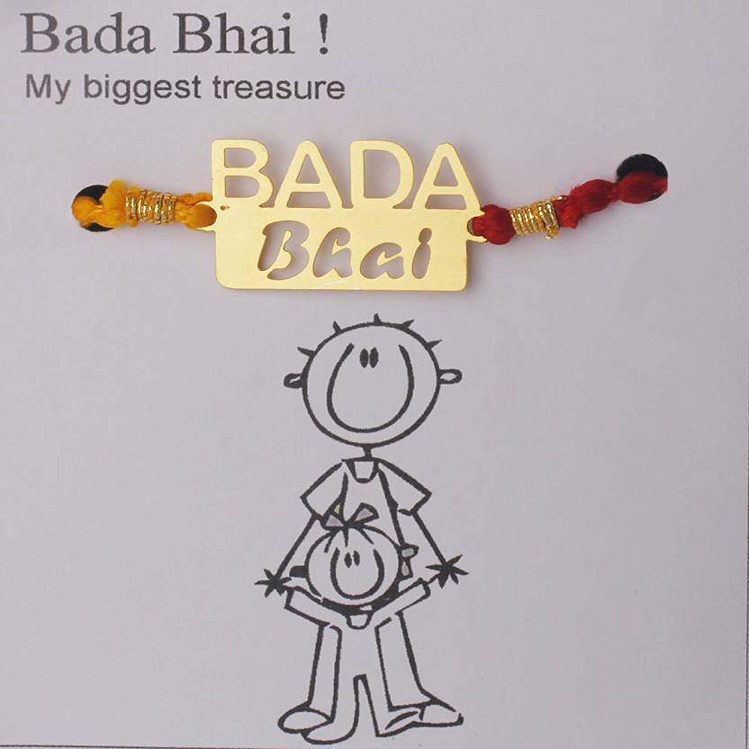 atjewels 14K Yellow Gold Over .925 Sterling Silver BADA BHAI Rakhi MOTHER'S DAY SPECIAL OFFER - atjewels.in