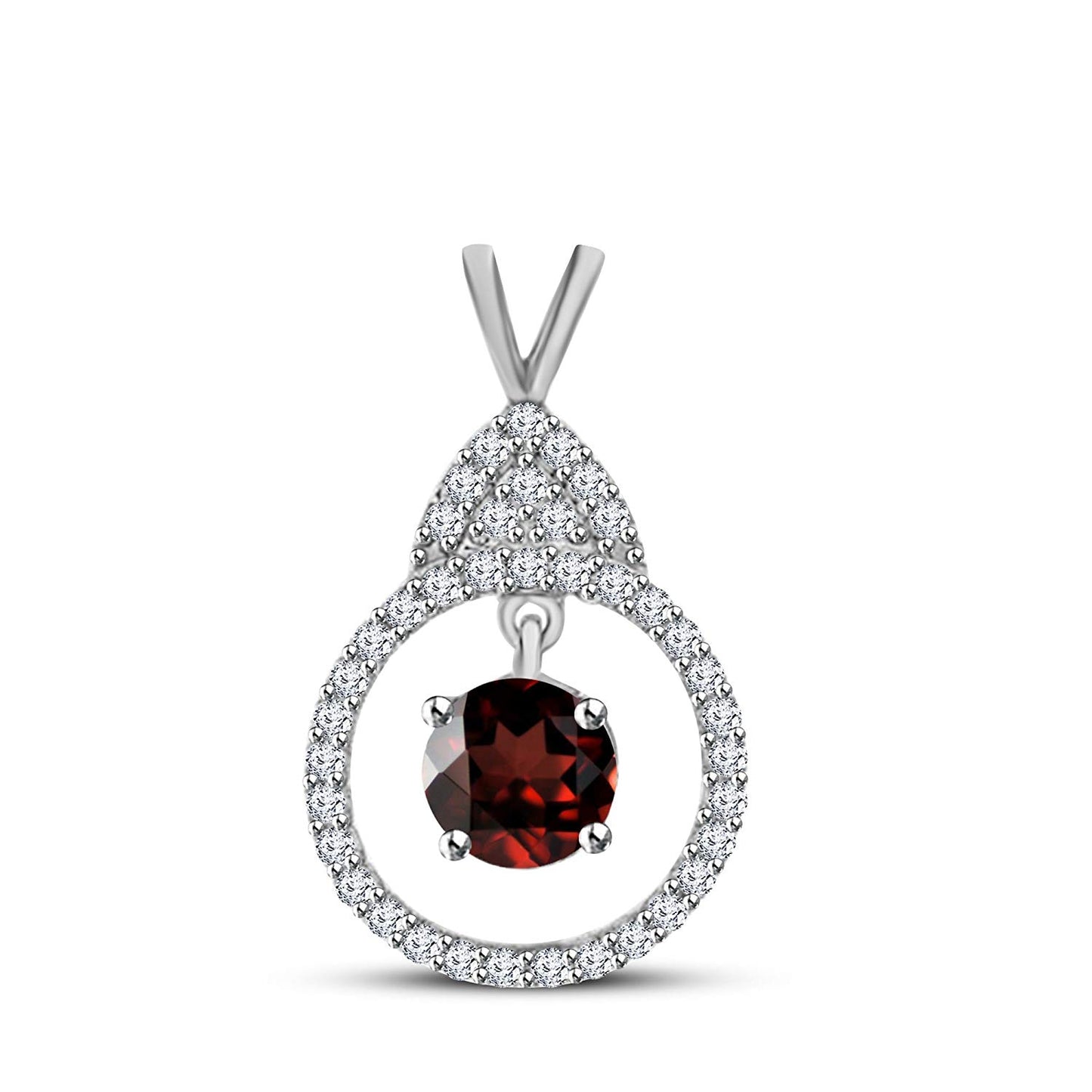 atjewels 14K White Gold Over 925 Sterling With Round Choose Varition Halo Pendant MOTHER'S DAY SPECIAL OFFER - atjewels.in