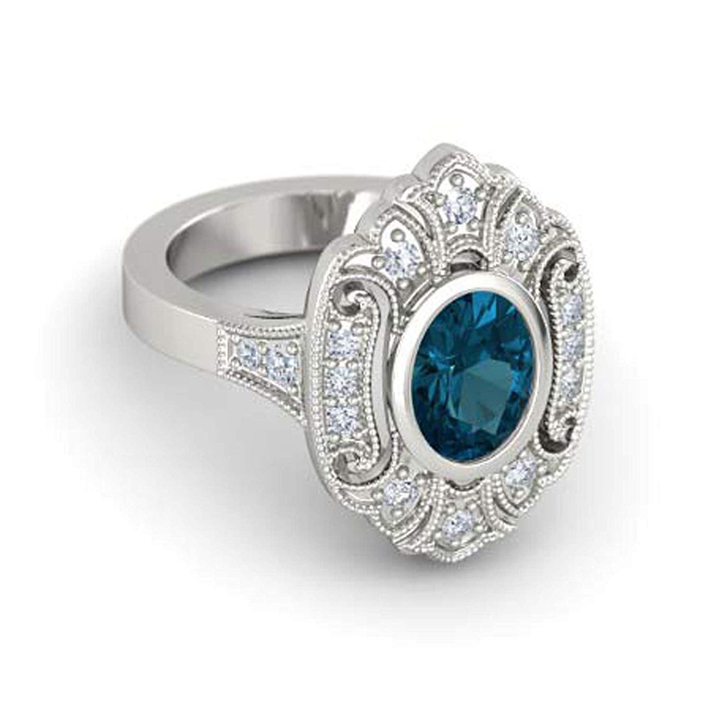 atjewels .925 Sterling Silver Oval Shape Blue Topaz Engagement/Wedding Ring Variation For Women's & Girl's - atjewels.in