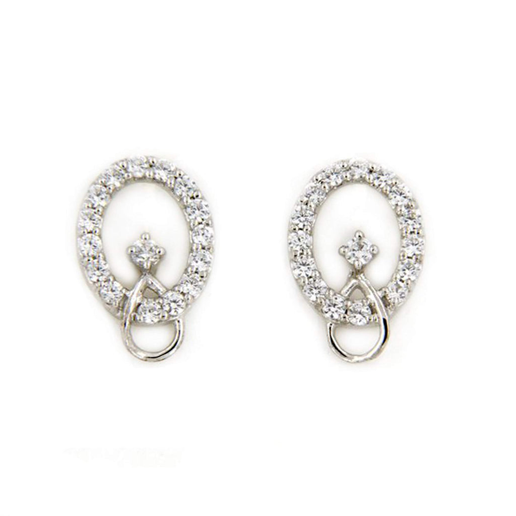 atjewels 18K White Gold Over 925 Sterling Siver White CZ Post & Butterfly Engagement Stud Earrings MOTHER'S DAY SPECIAL OFFER - atjewels.in