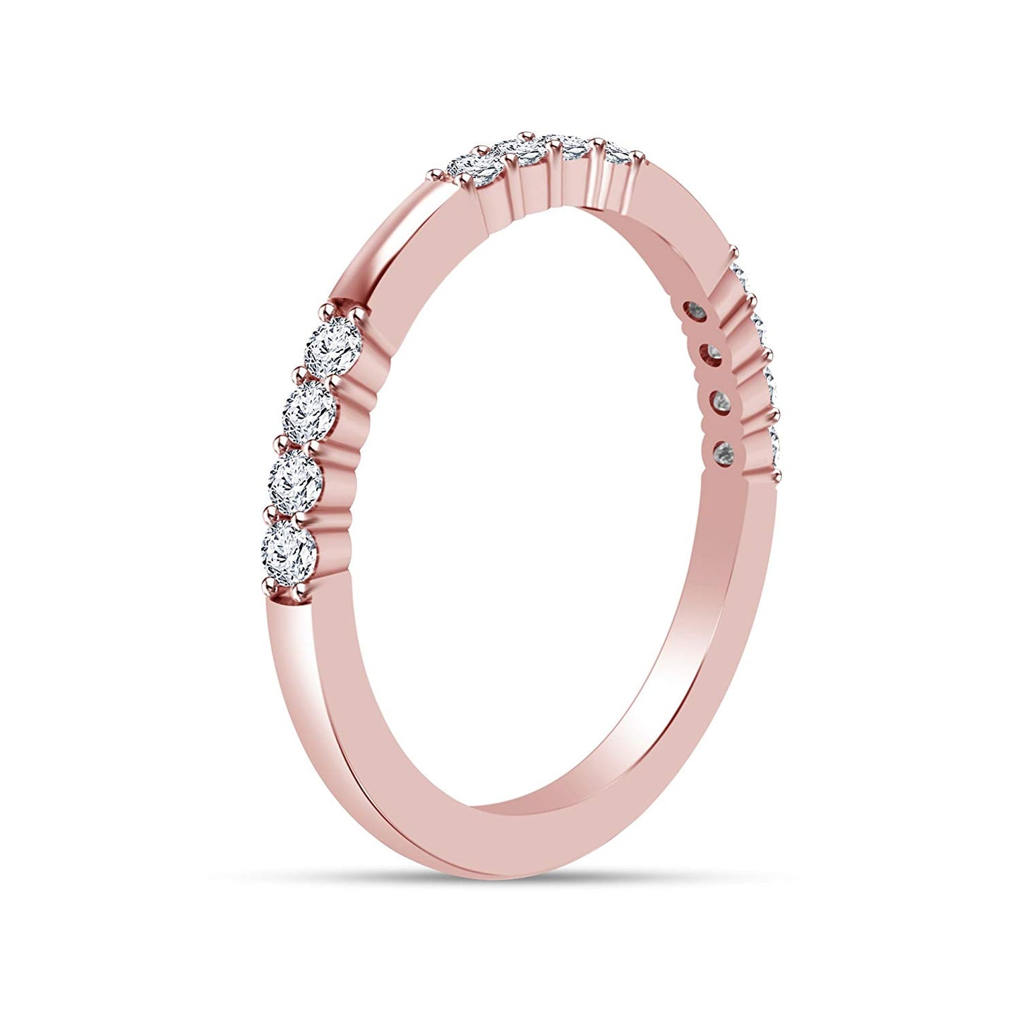 atjewels 18K Rose Gold Over 925 Sterling Silver Round White CZ Engagement Band Ring MOTHER'S DAY SPECIAL OFFER - atjewels.in