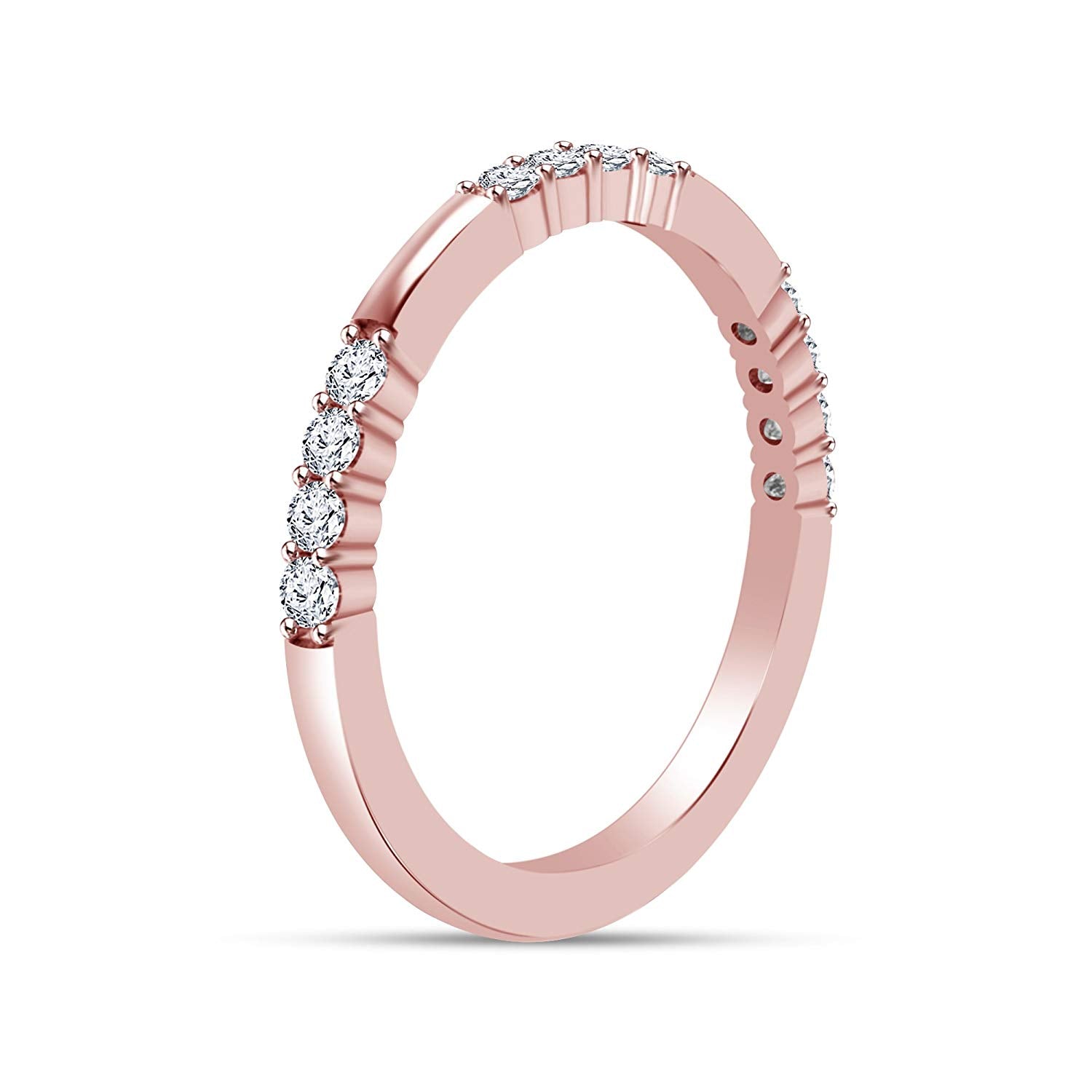 atjewels 18K Rose Gold Over 925 Sterling Silver Round White CZ Engagement Band Ring MOTHER'S DAY SPECIAL OFFER - atjewels.in