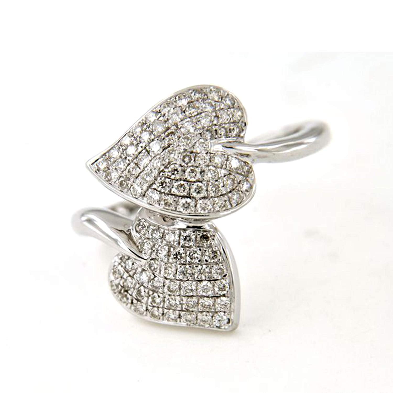 atjewels White Gold on Sterling Silver With White Round Zirconia Bypass Leave Ring MOTHER'S DAY SPECIAL OFFER - atjewels.in