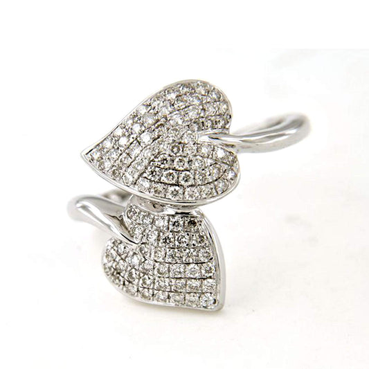 atjewels White Gold on Sterling Silver With White Round Zirconia Bypass Leave Ring MOTHER'S DAY SPECIAL OFFER - atjewels.in