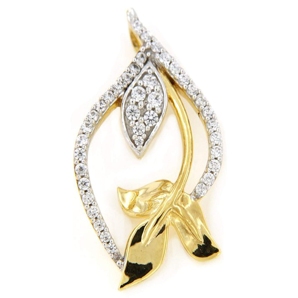 atjewels 0.61 CT With 18K Yellow Gold Plated on 925 Sterling Silver White CZ New Fancy Leaf Pendant MOTHER'S DAY SPECIAL OFFER - atjewels.in