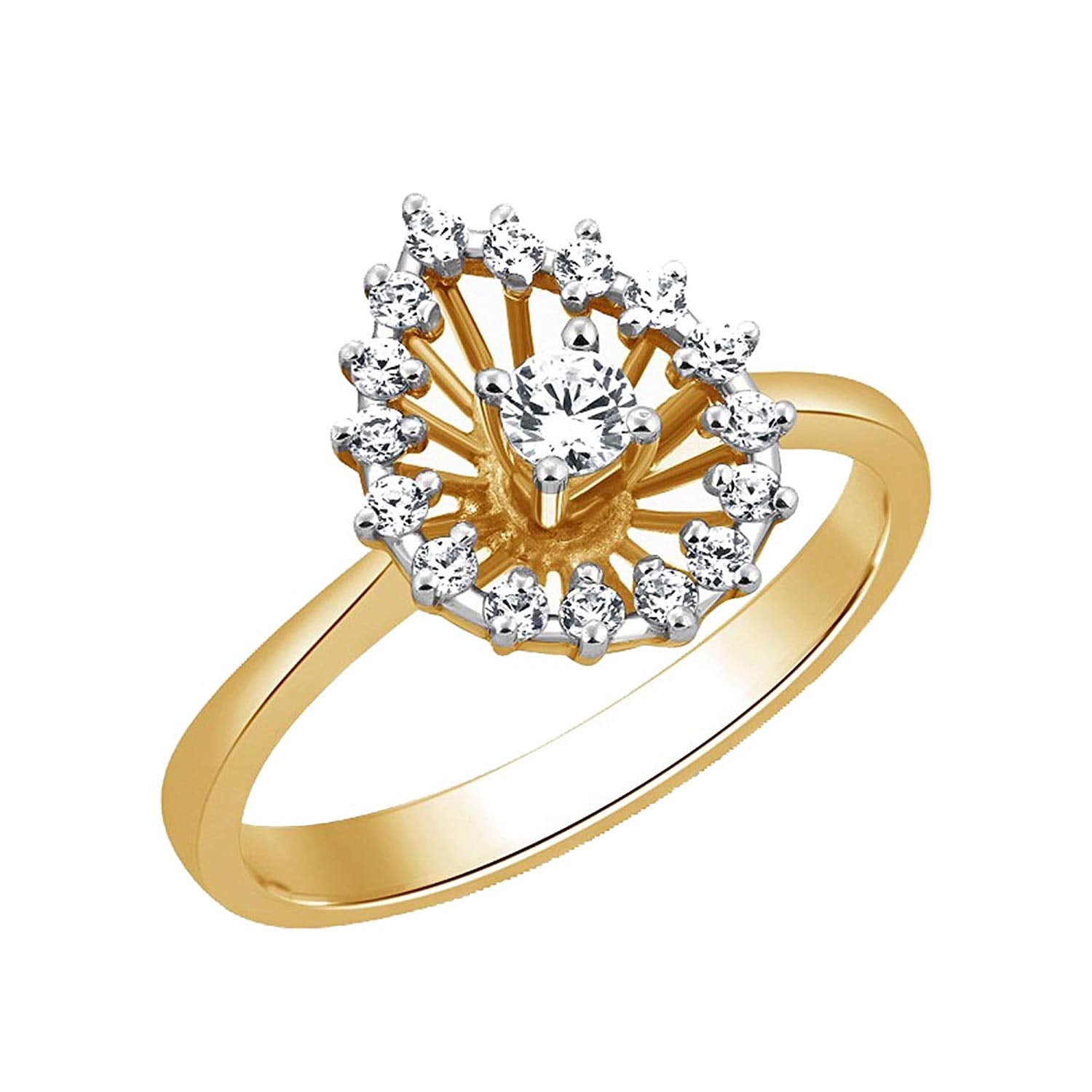 atjewels 14K Yellow and White Gold Over 925 Sterling Silver Round White CZ Engagement Ring For Women's MOTHER'S DAY SPECIAL OFFER - atjewels.in