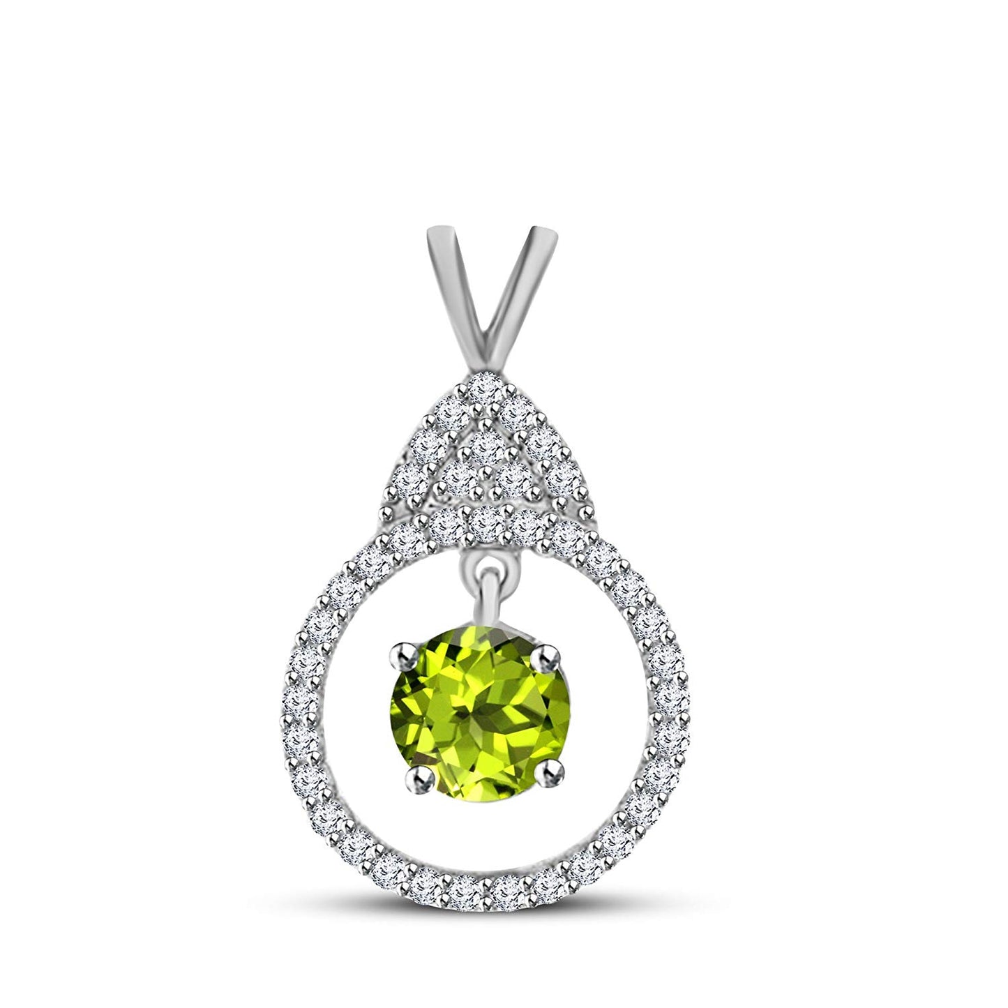 atjewels 14K White Gold Over 925 Sterling With Round Choose Varition Halo Pendant MOTHER'S DAY SPECIAL OFFER - atjewels.in