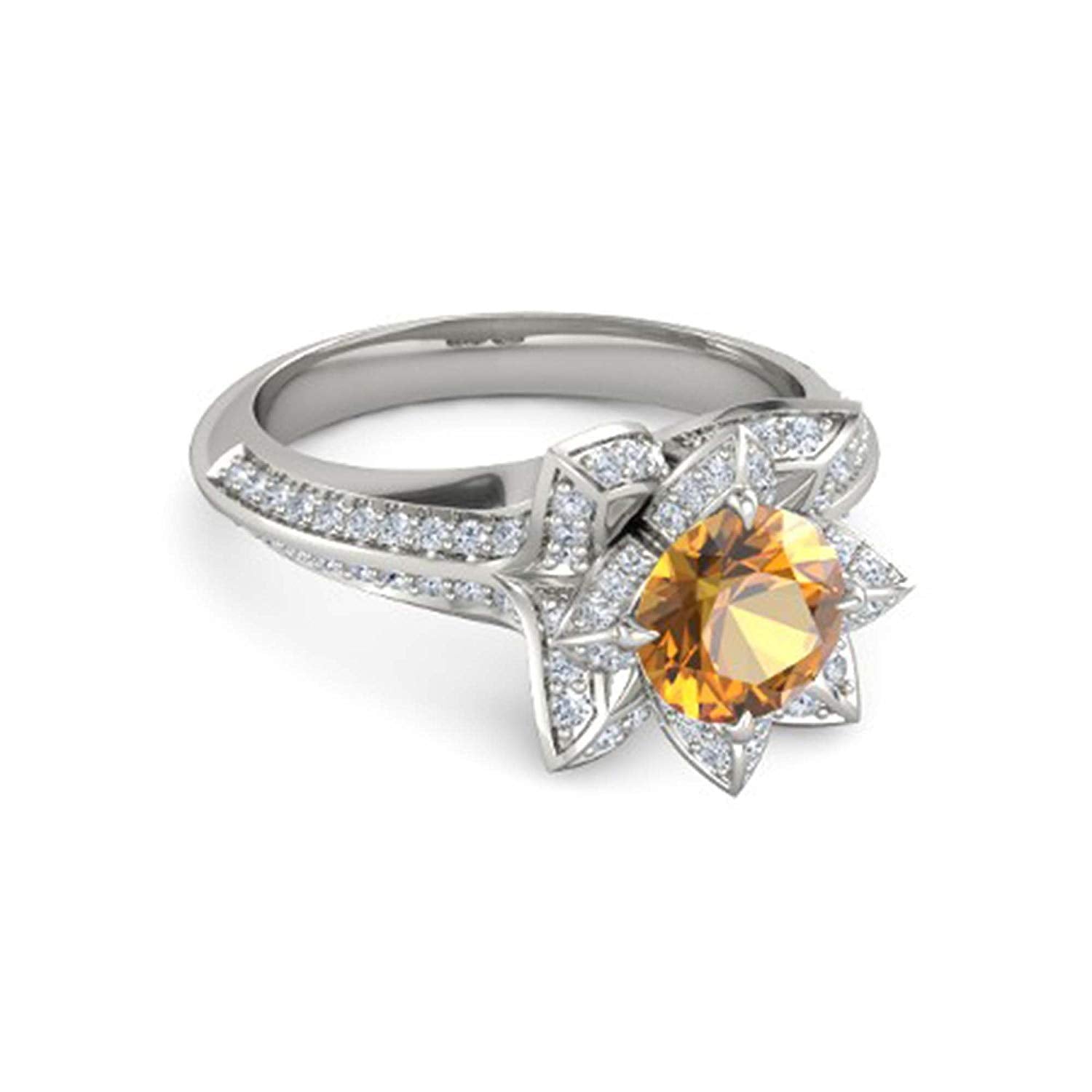 atjewels 925 Sterling Silver Round Cut Multi-Color Gemstone With White Czubic Zircon Lotus Ring For Women's MOTHER'S DAY SPECIAL OFFER - atjewels.in