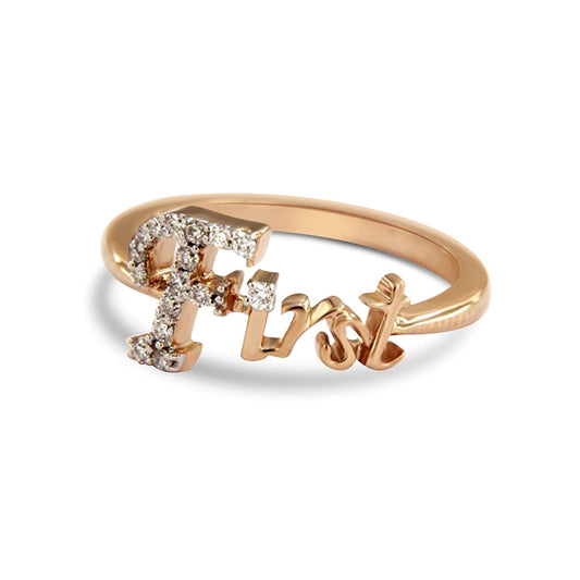 atjewels First Ring For Unisex in 14K Rose Gold Over 925 Sterling Silver with White Round Zirconia MOTHER'S DAY SPECIAL OFFER - atjewels.in
