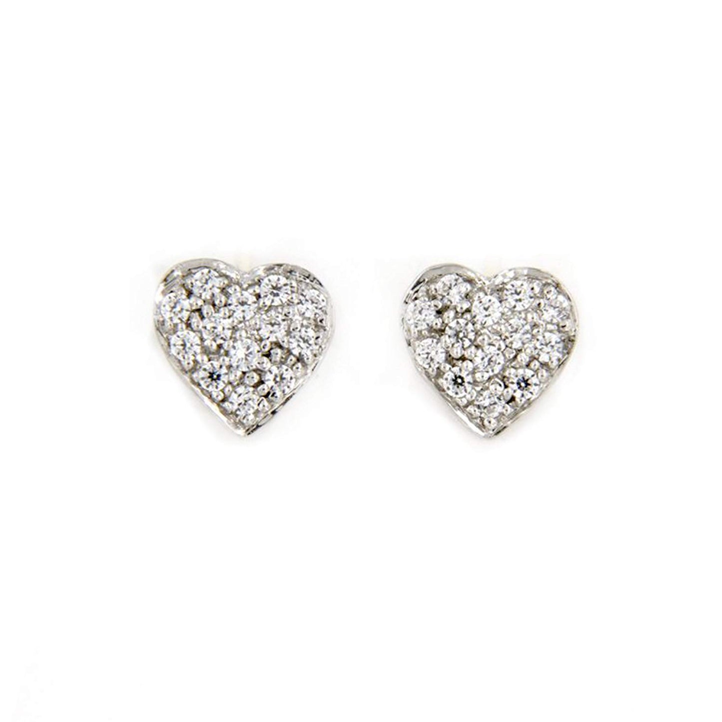 atjewels 18K White Gold Over 925 Sterling Siver White CZ Heart Stud Earring MOTHER'S DAY SPECIAL OFFER - atjewels.in