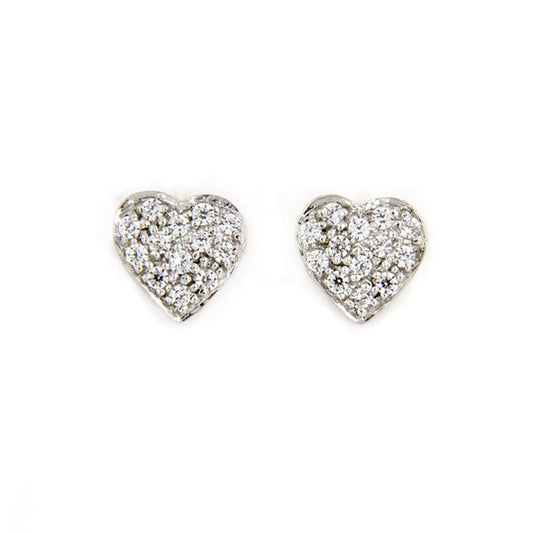 atjewels 18K White Gold Over 925 Sterling Siver White CZ Heart Stud Earring MOTHER'S DAY SPECIAL OFFER - atjewels.in