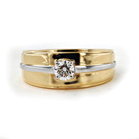 atjewels 18K Yellow & White Gold Over Sterling Silver Round Cut CZ Men's Band Ring MOTHER'S DAY SPECIAL OFFER - atjewels.in