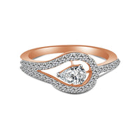 atjewels 1.00 CT 14K Rose Gold Over .925 Sterling Silver White Pear and Round Cubic Zirconia Solitaire With Accent Ring Size 5 MOTHER'S DAY SPECIAL OFFER - atjewels.in
