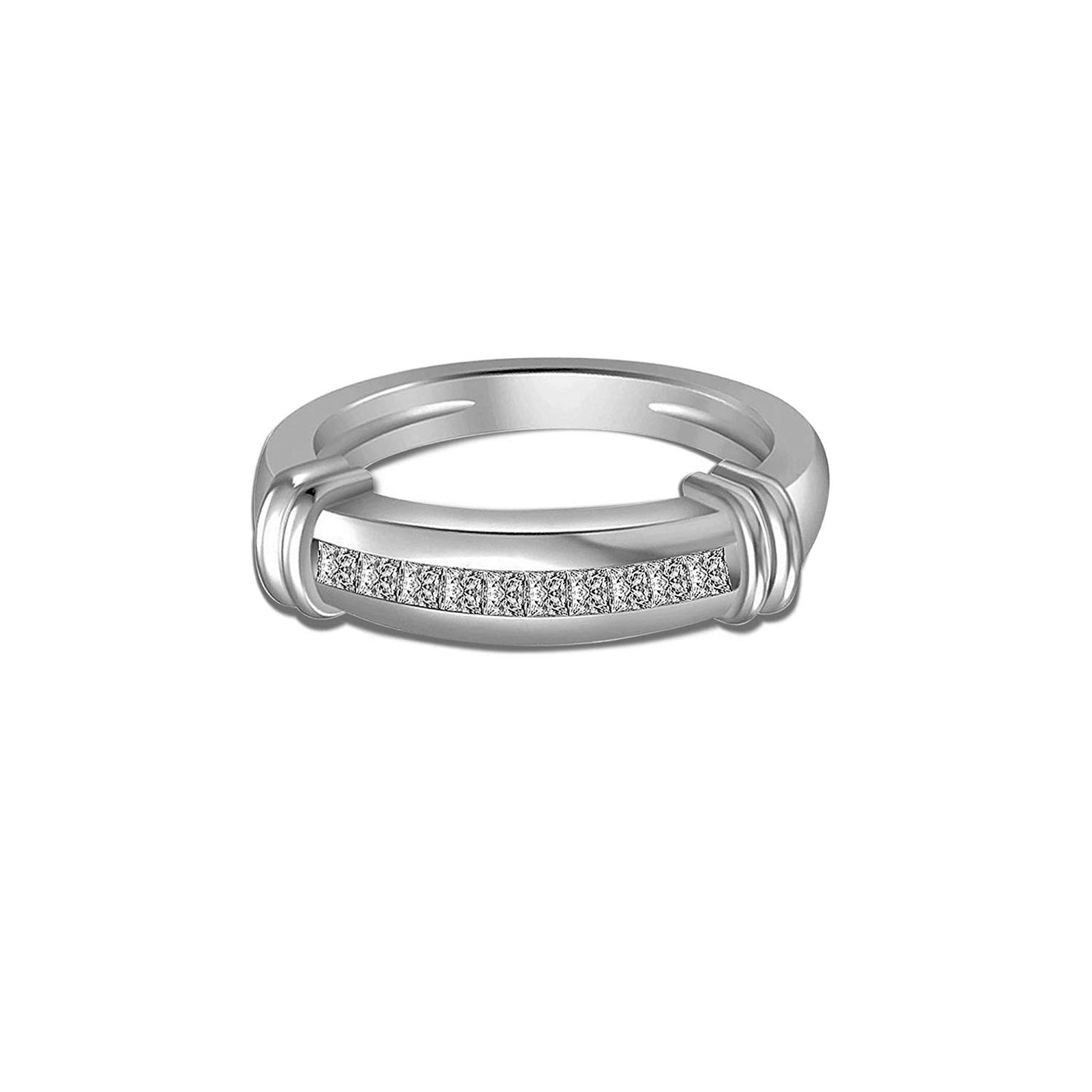 atjewels 14K White Gold Over 925 Sterling Silver Round White CZ Engagement Trio Ring Set MOTHER'S DAY SPECIAL OFFER - atjewels.in