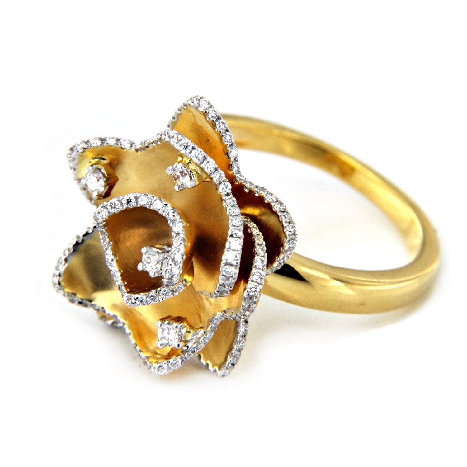 atjewels 14K Yellow Gold Plated 925 Sterling Silver Round Cut White Zirconia Flower Ring Size (US) 6 MOTHER'S DAY SPECIAL OFFER - atjewels.in