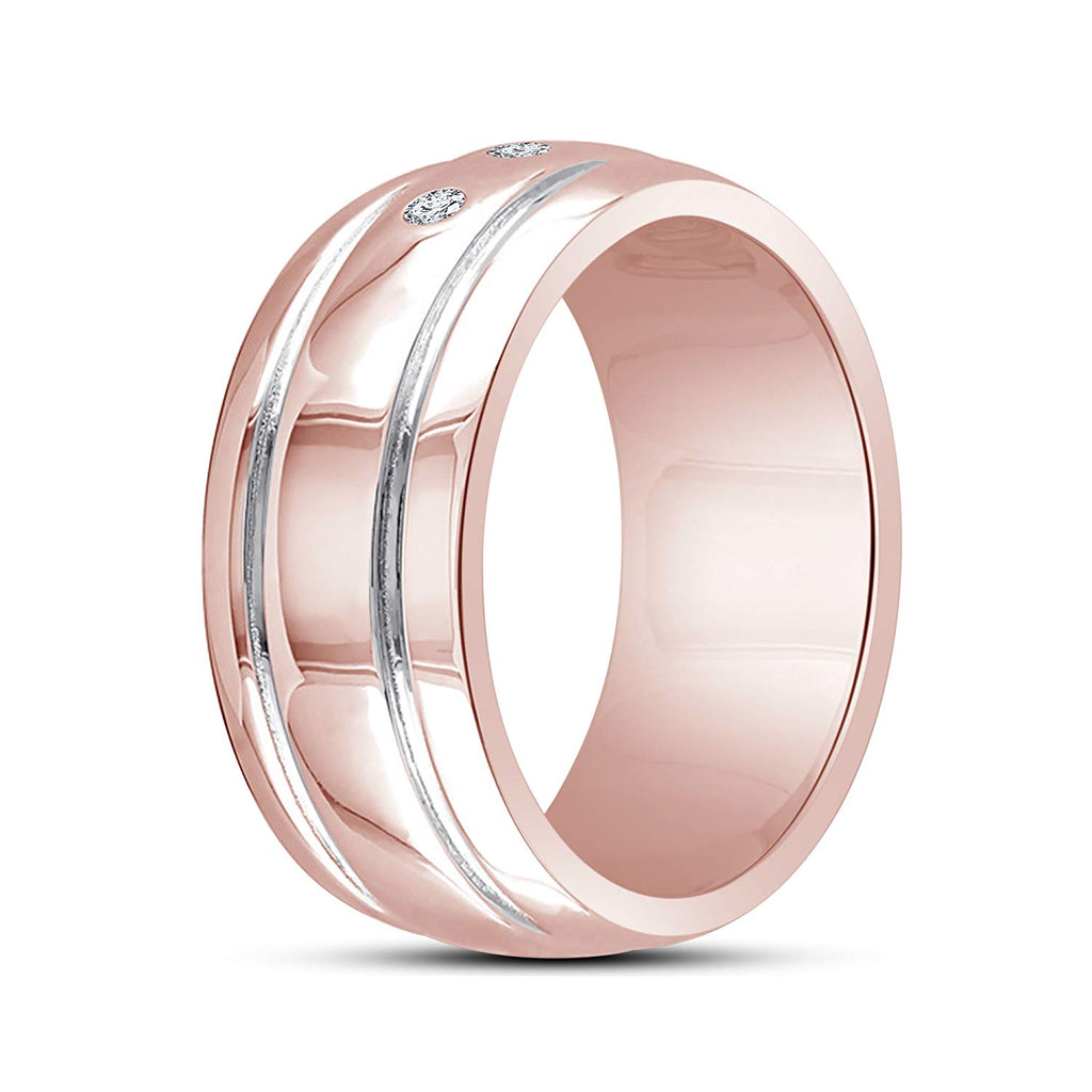 atjewels Three Stone Wedding Band Ring in 18K Rose Gold Over 925 Sterling White CZ MOTHER'S DAY SPECIAL OFFER - atjewels.in