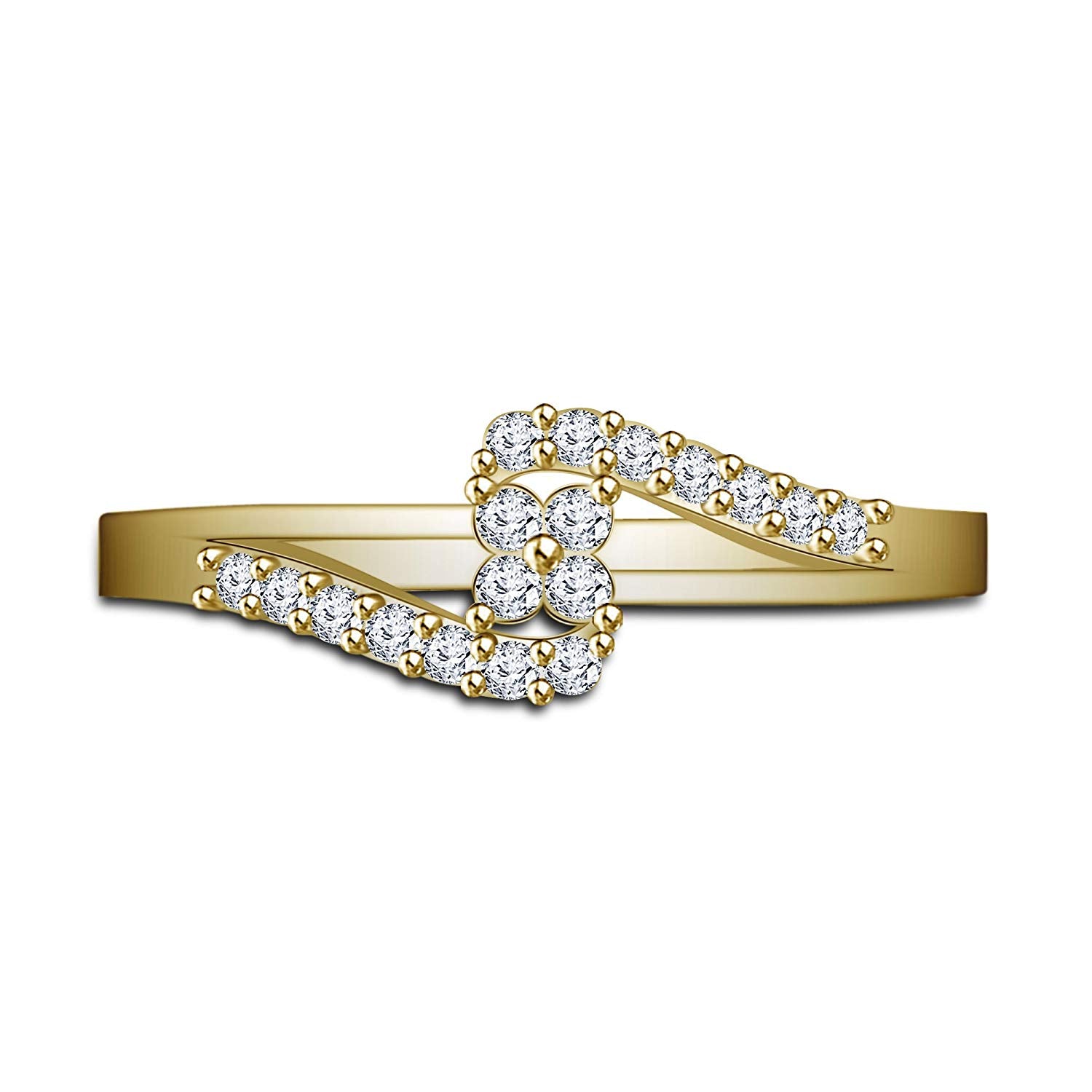atjewels 0.38 CT 14K Yellow Gold Over .925 Sterling Silver White Cubic Zirconia Bypass Ring Size US 7 MOTHER'S DAY SPECIAL OFFER - atjewels.in