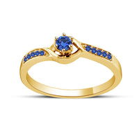 atjewels Round Blue Sapphire 14K Yellow Gold Over .925 Sterling Silver Engagement Ring MOTHER'S DAY SPECIAL OFFER - atjewels.in