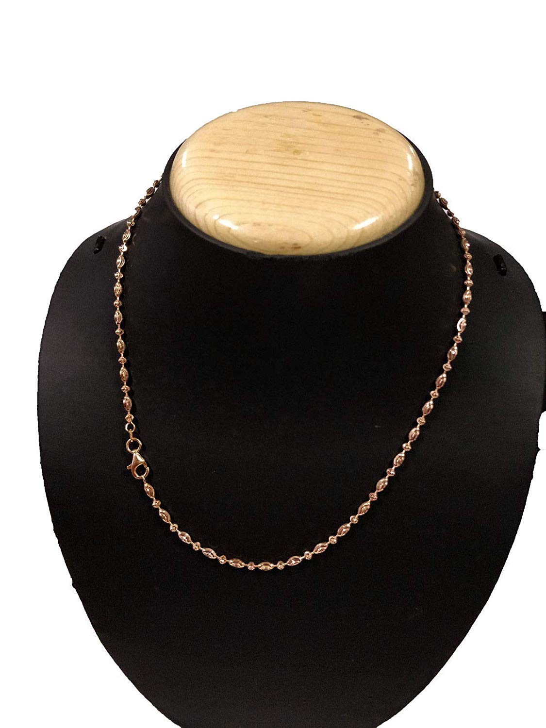 Anopchand Tilokchand Jewellers 14k Solid Rose Gold over 925 Sterling Silver 26" Beaded Chain Strand Necklace for Men Women - atjewels.in