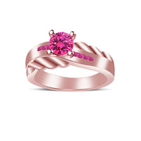 atjewels Rose Gold Over 925 Sterling Round Pink Sapphire Solitaire Engagement Ring Size US 7 MOTHER'S DAY SPECIAL OFFER - atjewels.in