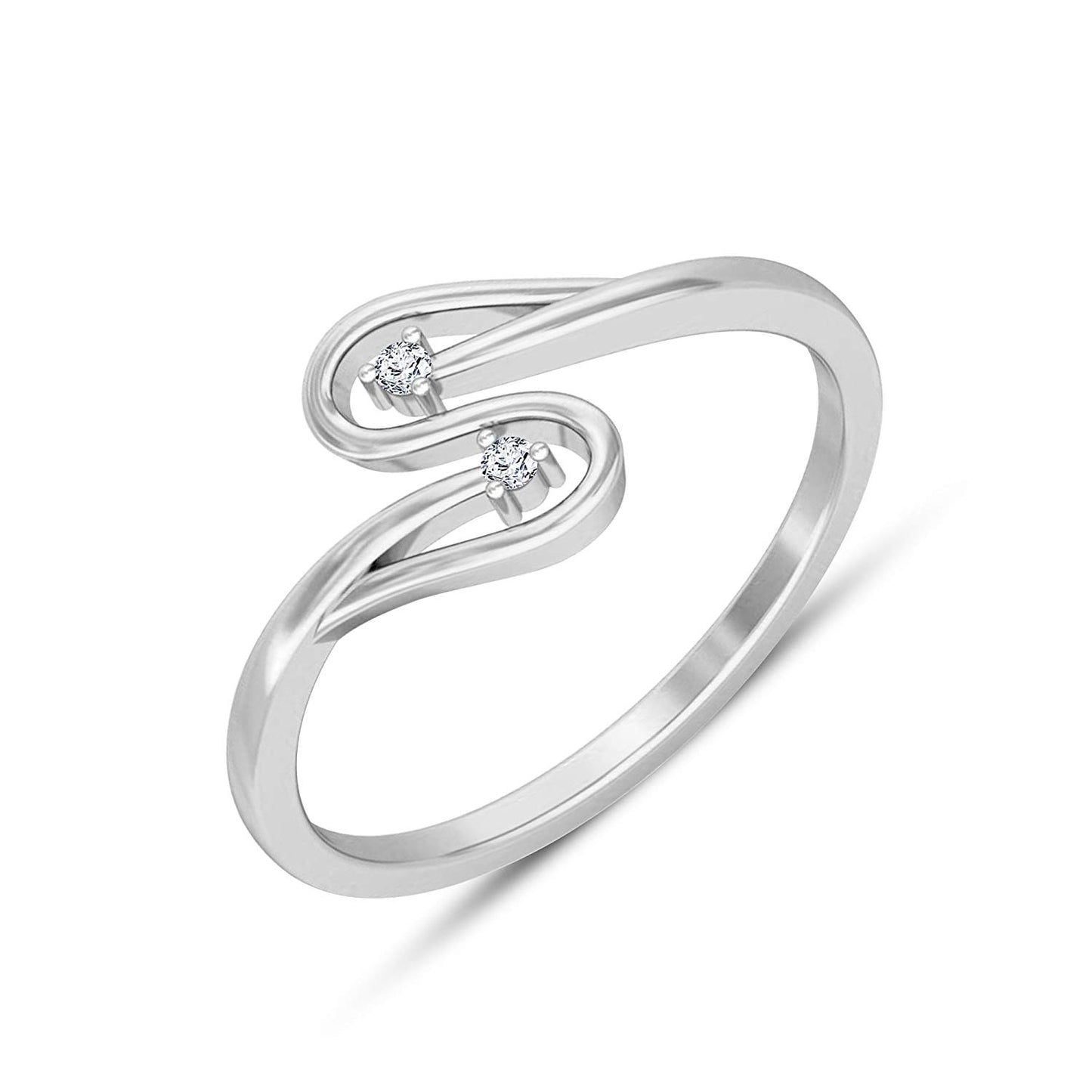atjewels 925 Sterling Silver Round White Cubic Zirconia Bypass Ring MOTHER'S DAY SPECIAL OFFER - atjewels.in