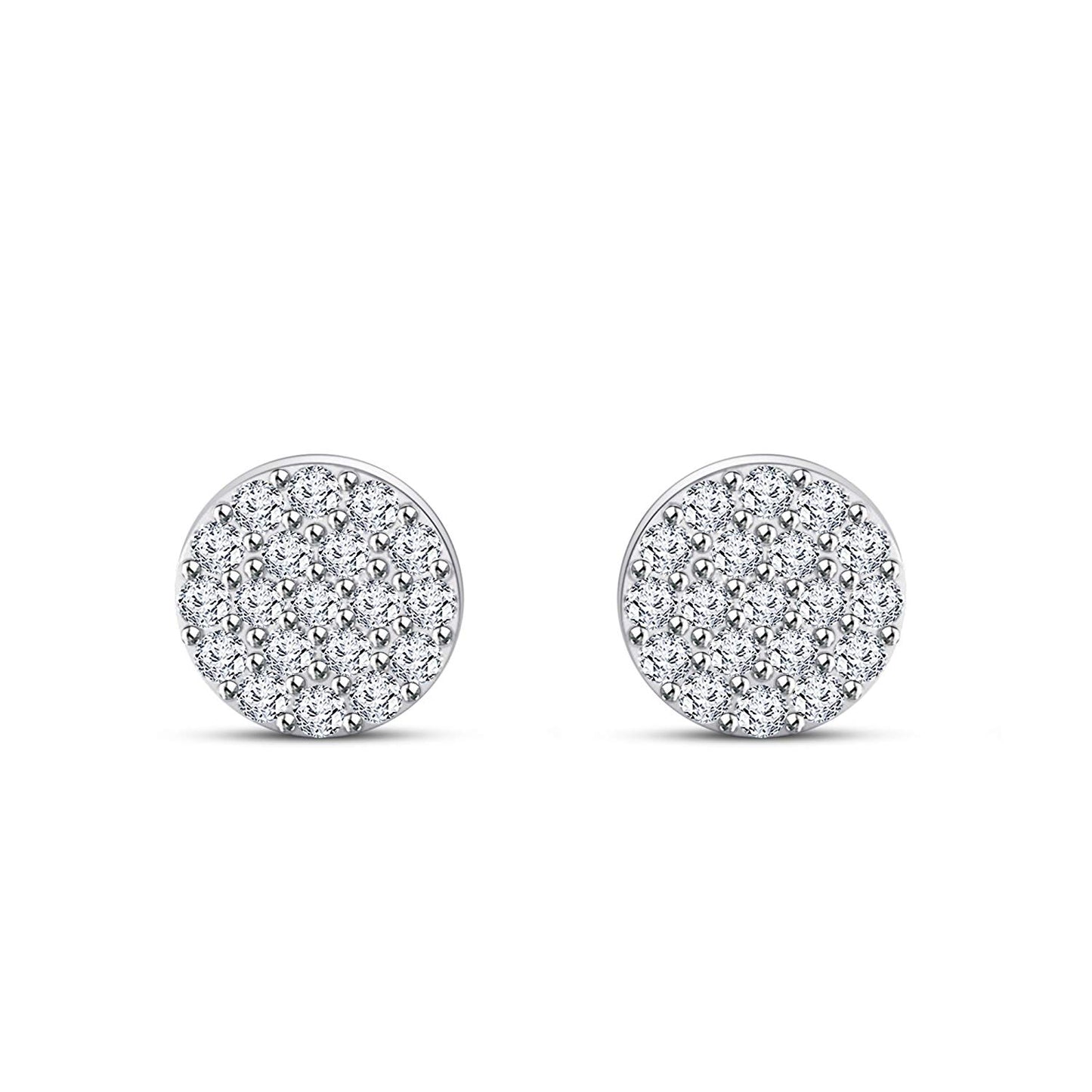 atjewels 18K White Gold Over .925 Sterling Silver Excellent White CZ Diamond Stud Earrings MOTHER'S DAY SPECIAL OFFER - atjewels.in
