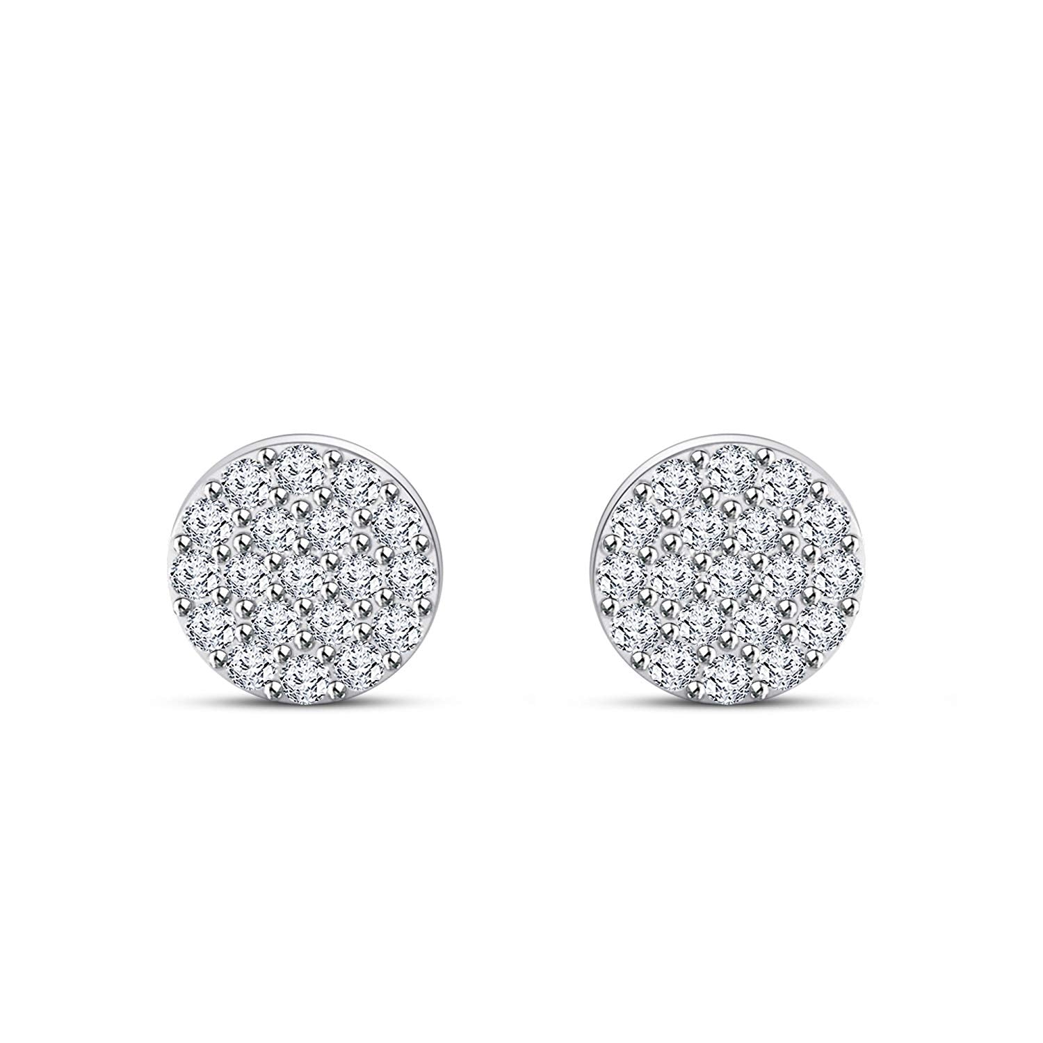 atjewels 18K White Gold Over .925 Sterling Silver Excellent White CZ Diamond Stud Earrings MOTHER'S DAY SPECIAL OFFER - atjewels.in