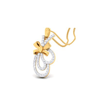 atjewels 14K Yellow and White Prong Gold Over 925 Sterling Silver Round White CZ Bow Pendant MOTHER'S DAY SPECIAL OFFER - atjewels.in