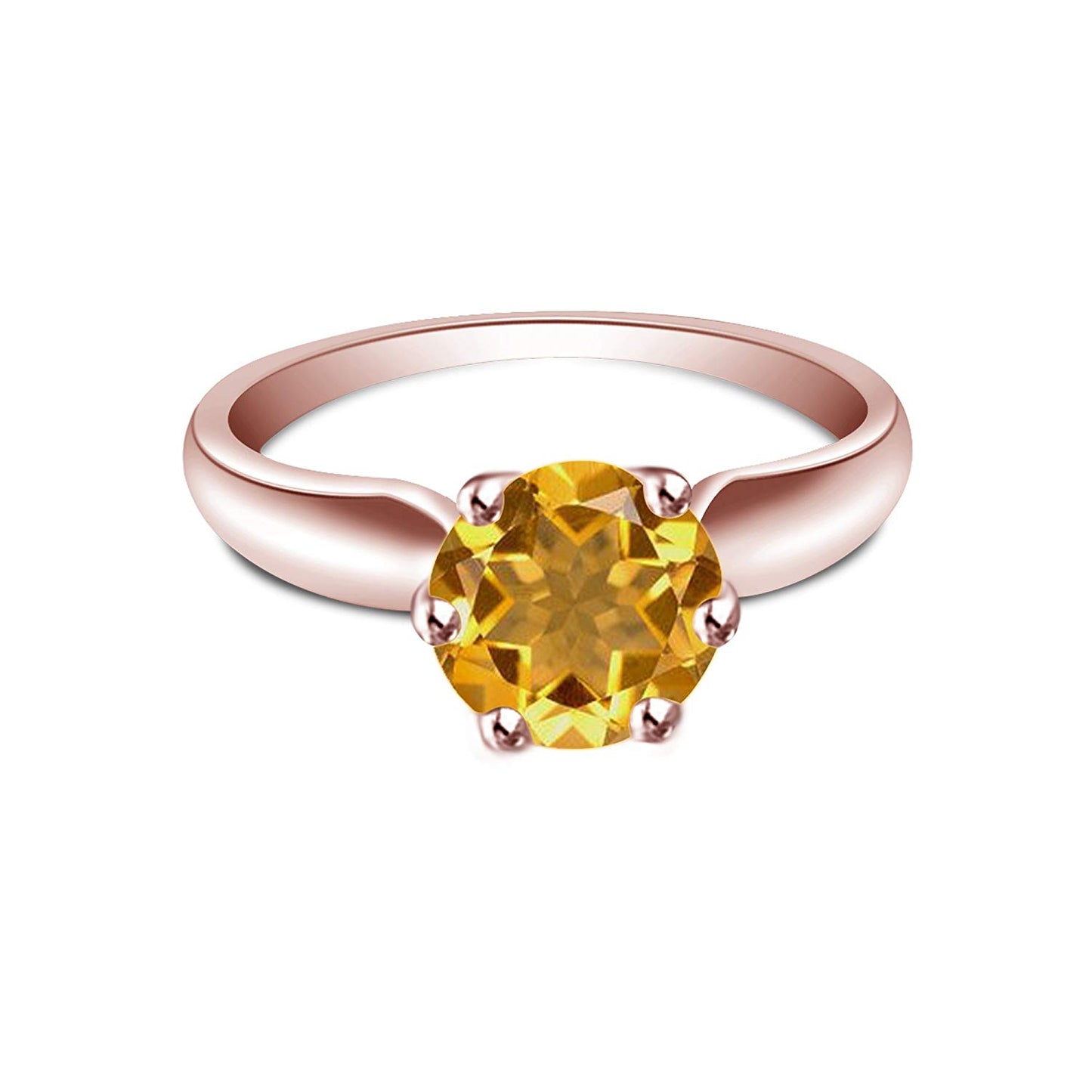atjewels Round Cut Multi-Color Gemstone 14K Rose Gold Over .925 Sterling Silver Solitaire Engagement Ring For Women's and Girl's For Diwali Special - atjewels.in