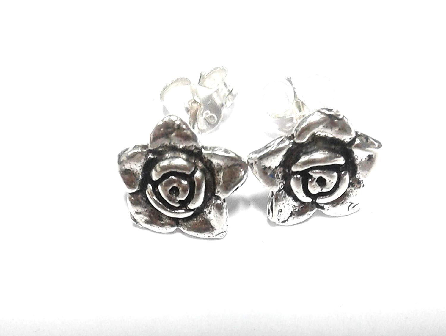 atjewels Oxidised .925 Sterling Silver Rose Stud Earrings For Girl's and Women's For MOTHER'S DAY SPECIAL OFFER - atjewels.in