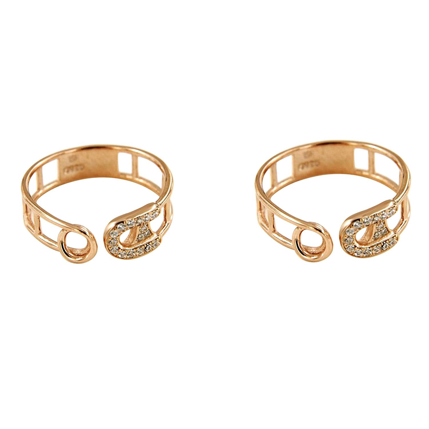 atjewels Round Cut White CZ 14k Rose Gold Over .925 Sterling Silver Band ToeRing For Women and Girls - atjewels.in