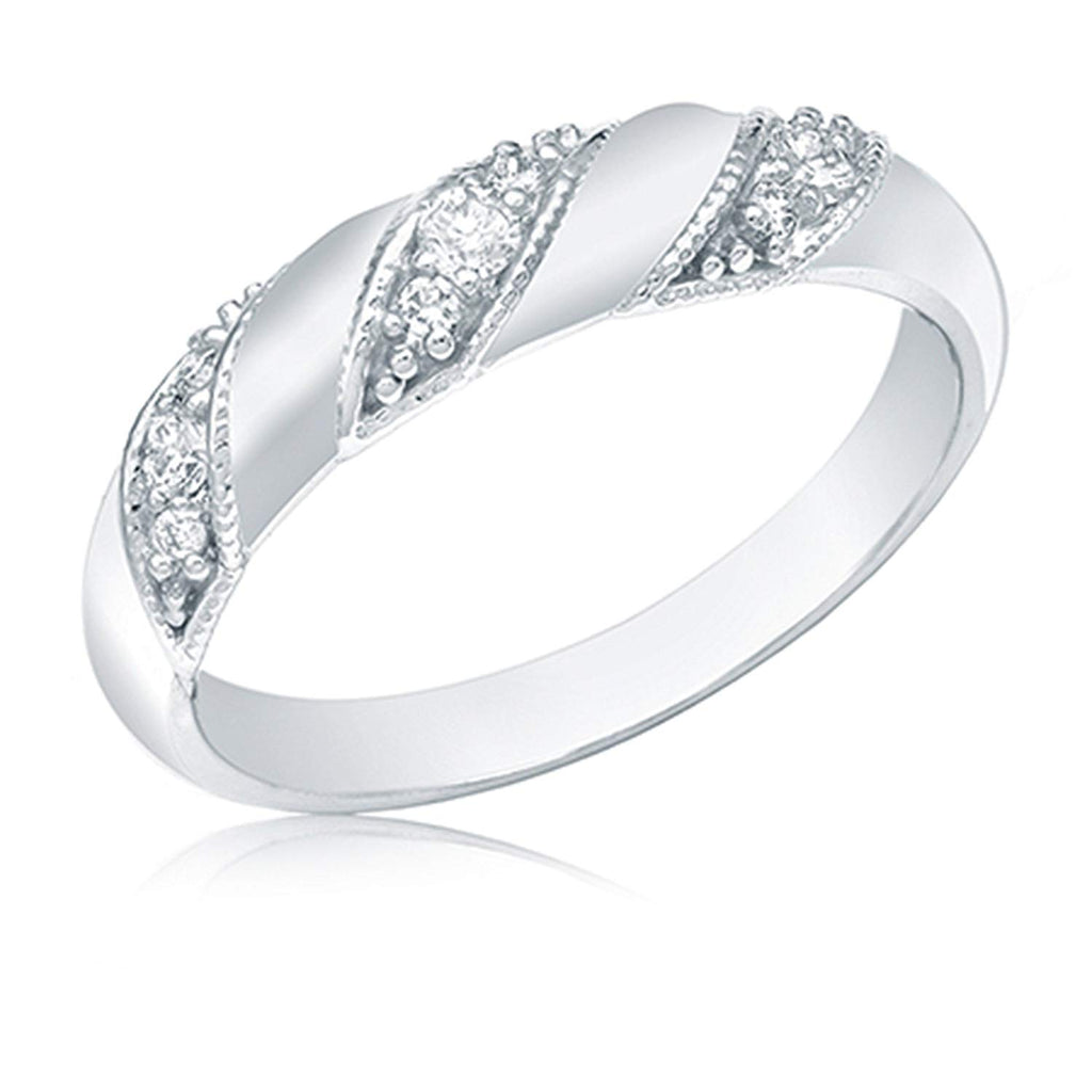 atjewels 14K White Gold Over Sterling Silver White Zirconia Engagement Band Ring for Women's MOTHER'S DAY SPECIAL OFFER - atjewels.in