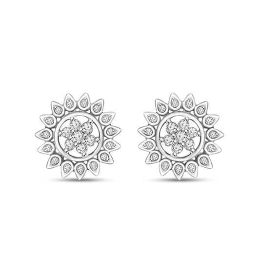 atjewels White Gold Over 925 Sterling Silver Round White Cubic Zirconia Engagement Stud Earrings MOTHER'S DAY SPECIAL OFFER - atjewels.in